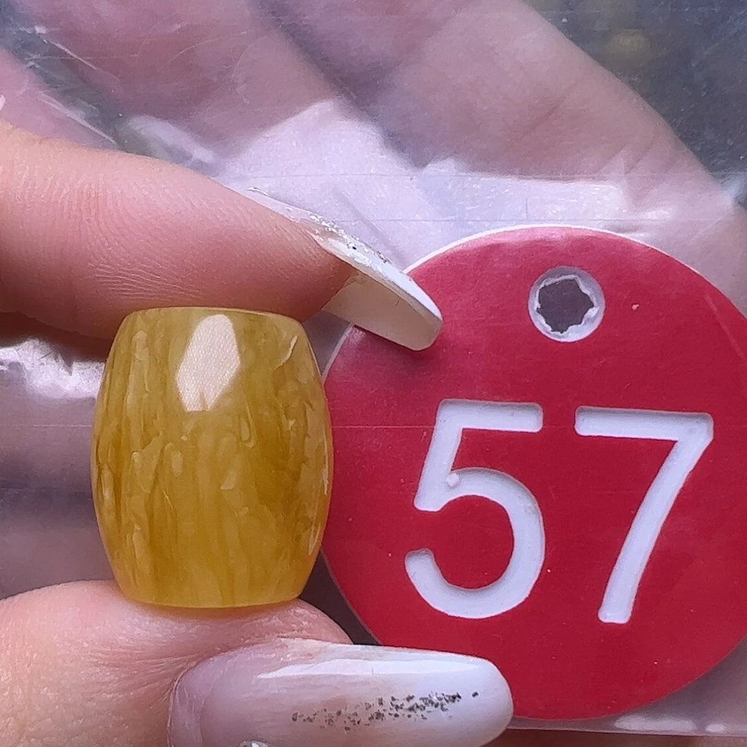 未镶嵌蜜蜡裸石15.2/17.5mm鸡油黄千层雪 桶珠