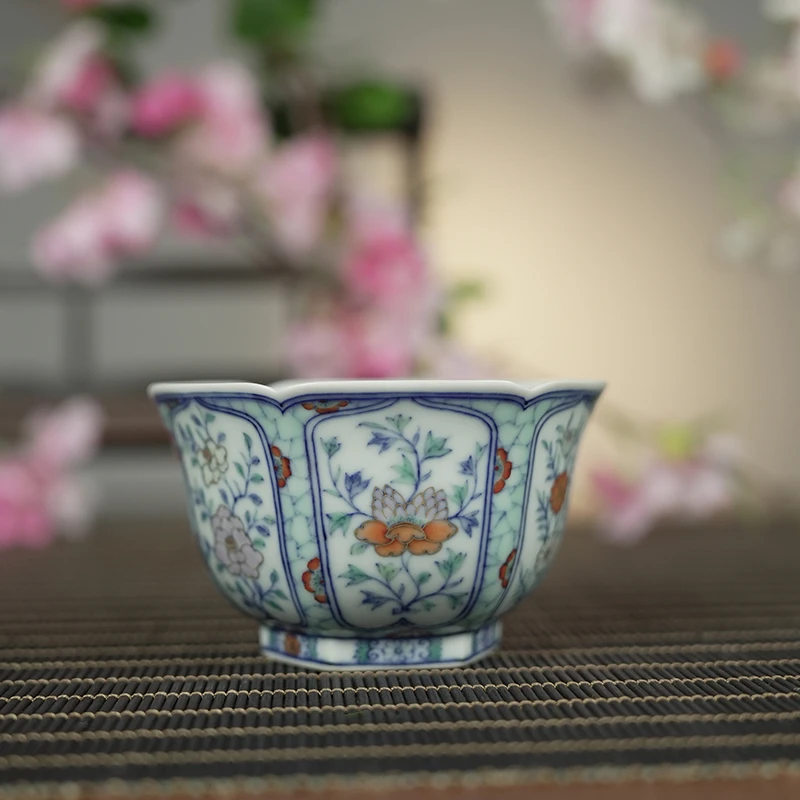 【栗子严选】玗琪轩六方开窗花卉杯-满园春色yqx23