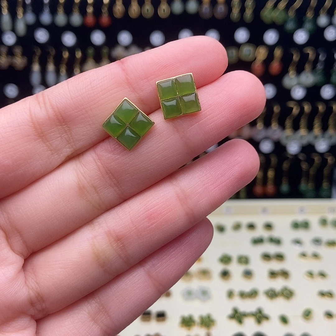 和田玉（碧玉）银S925镀金镶嵌颈饰