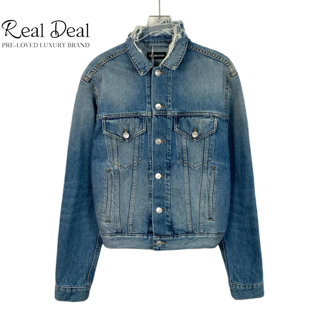 99新 Balenciaga/巴黎世家 H13539 蓝色字母刺绣外套 M码