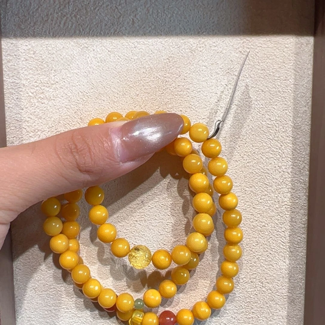 蜜蜡未镶嵌手链7.4mm蜜蜡手串