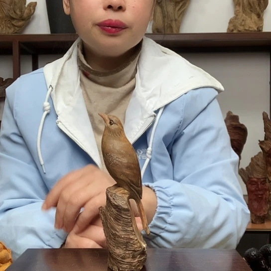 范***萨木琥珀木小鸟摆件