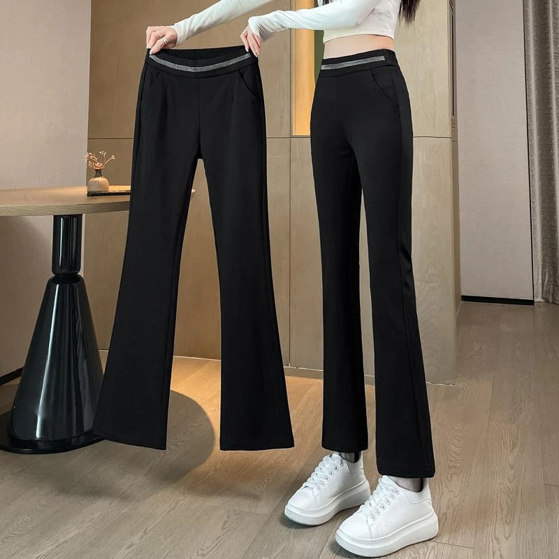 微喇叭裤子女春秋薄款2026新款时尚百搭高腰垂感阔腿窄版休闲女士