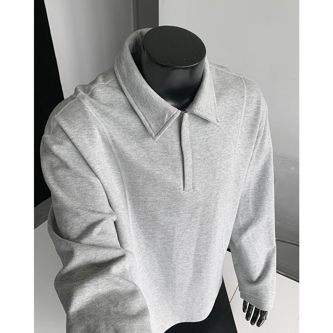 美式解构cleanfit长袖polo衫T恤男春秋季款高级感翻领痞帅打底衫