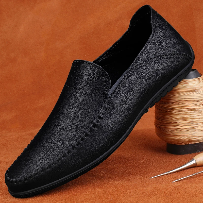 皮鞋男春季透气磨砂软底耐磨防滑男鞋潮流百搭英伦商务男士休闲鞋