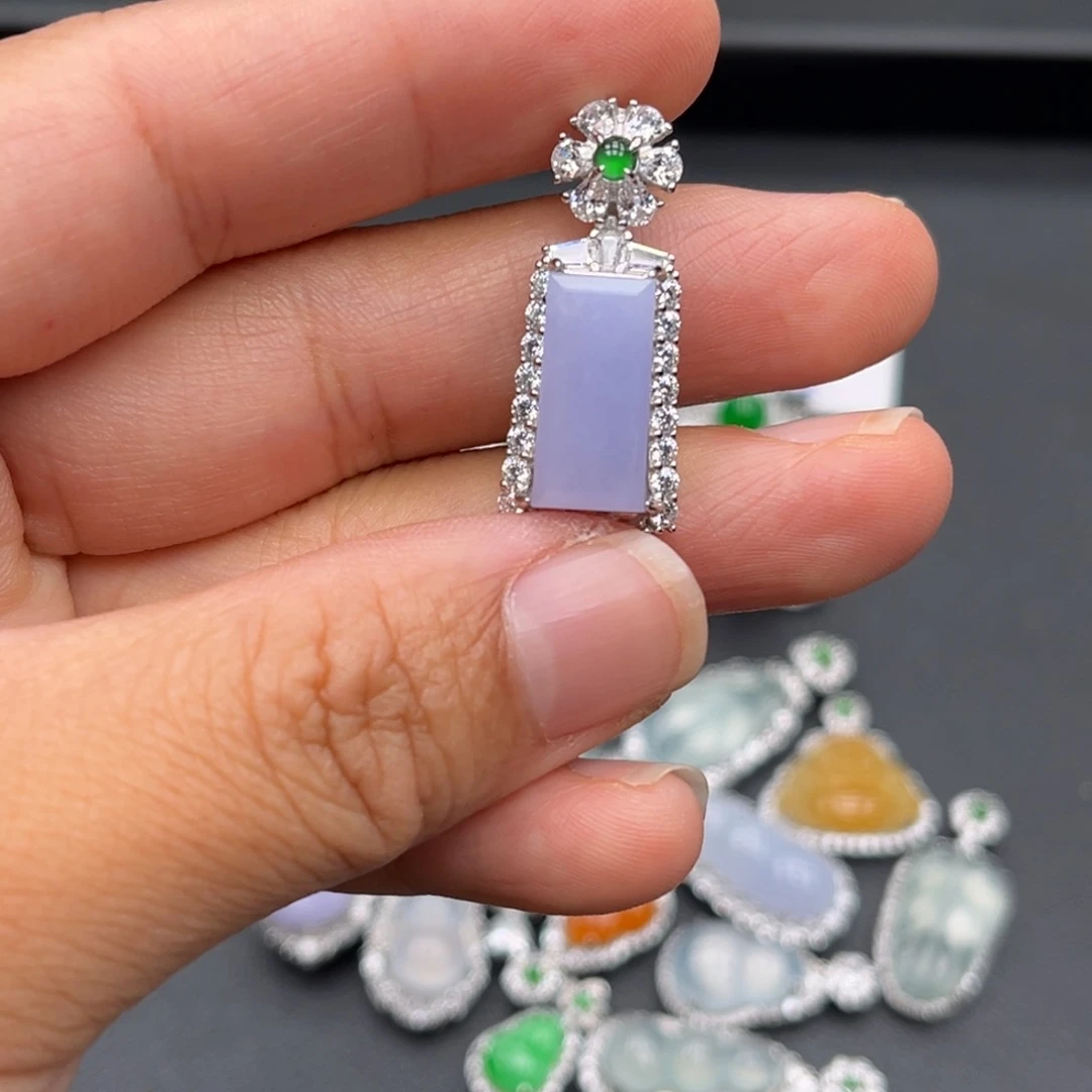 翡翠银S925镶嵌吊坠(不含链)