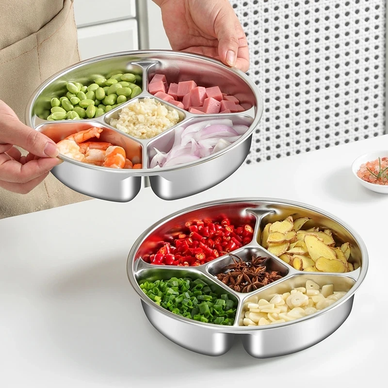配菜分格盘不锈钢分装盘葱姜蒜分格盘备料盘厨房多功能备菜盘G498