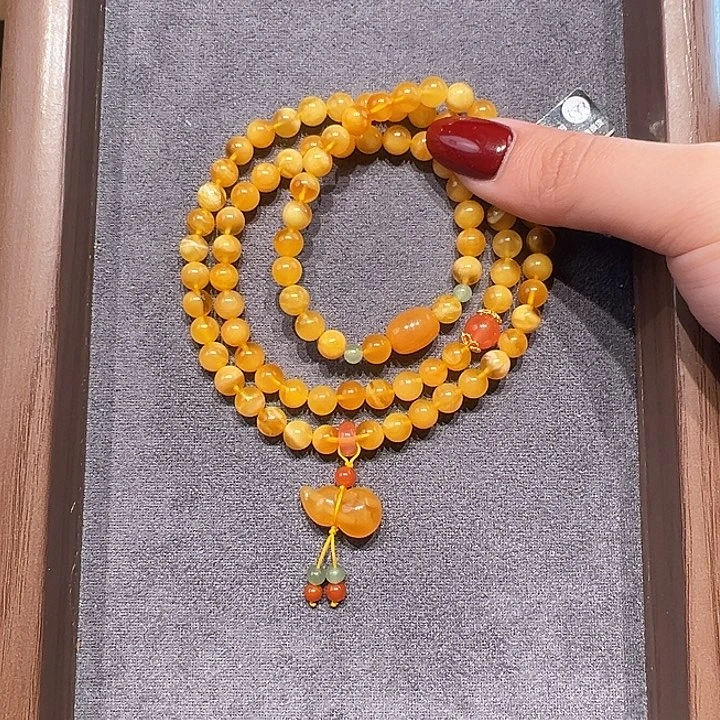 蜜蜡未镶嵌手串6.7mm蜜蜡手串