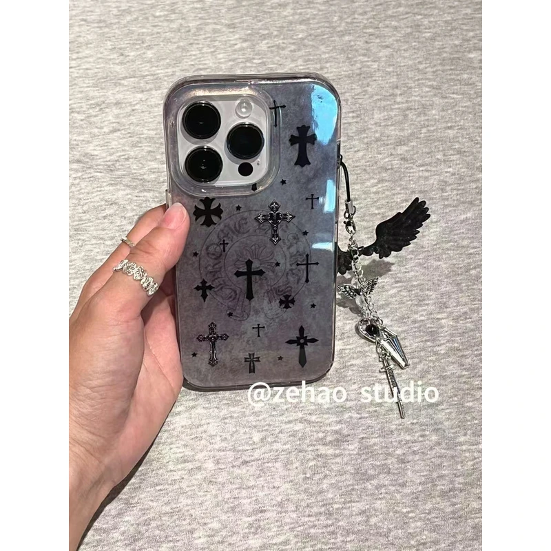 甜酷风十字架适用苹果17Promax/16手机壳vivo华为oppo小米15防摔