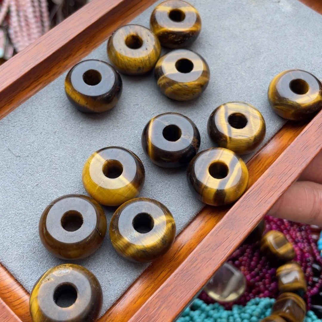 未镶嵌玛瑙/玉髓珠宝半成品黄虎眼面包扣4颗随机发卡20