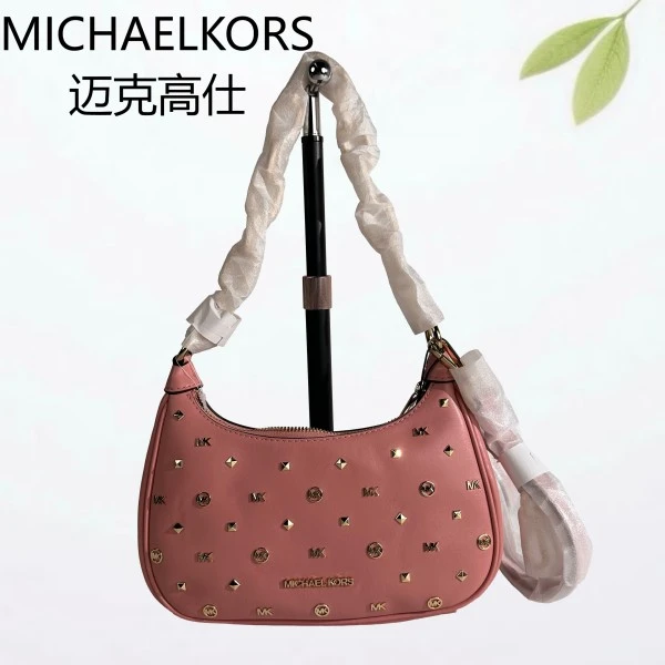 99新 MICHAEL KORS/迈克高仕 粉金手提斜挎包G25904842底长24X12