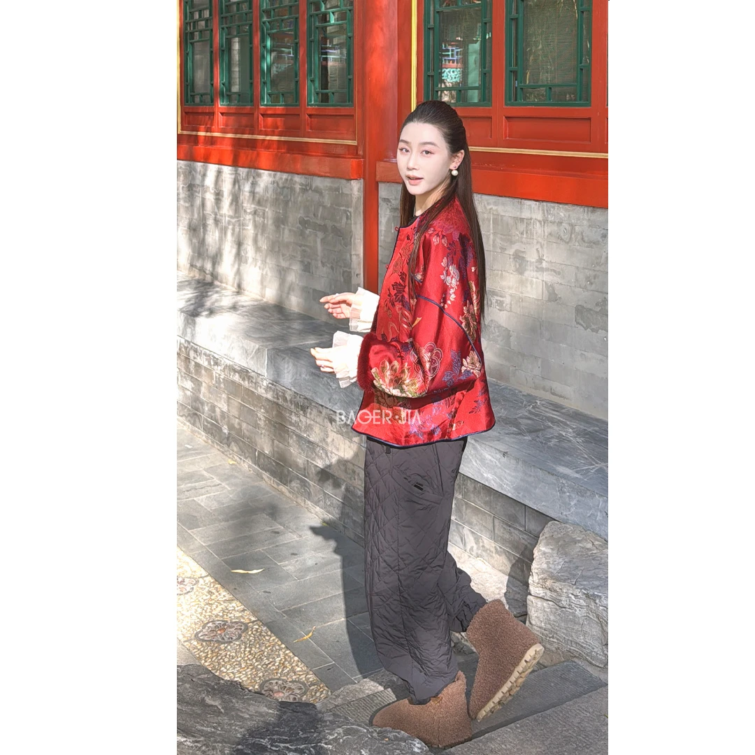 88-【年味】宝儿家含幂BA145125411冬季国风古香缎雅致韵味提花外套