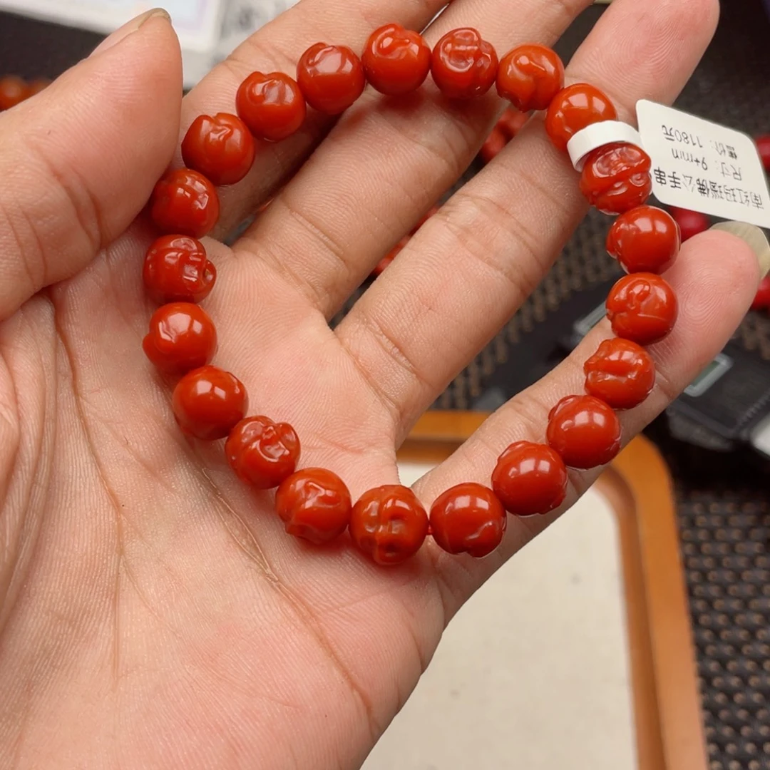 南红玛瑙未镶嵌佛头手串卡9