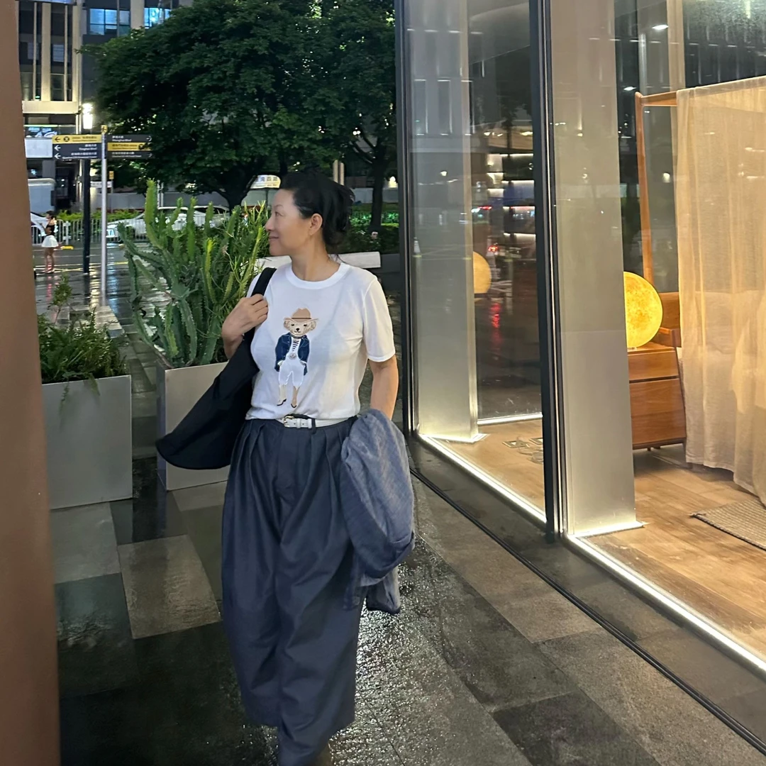Fen姐|【萌动】R*L柜款老钱风小熊刺绣圆领桑蚕丝短袖25152