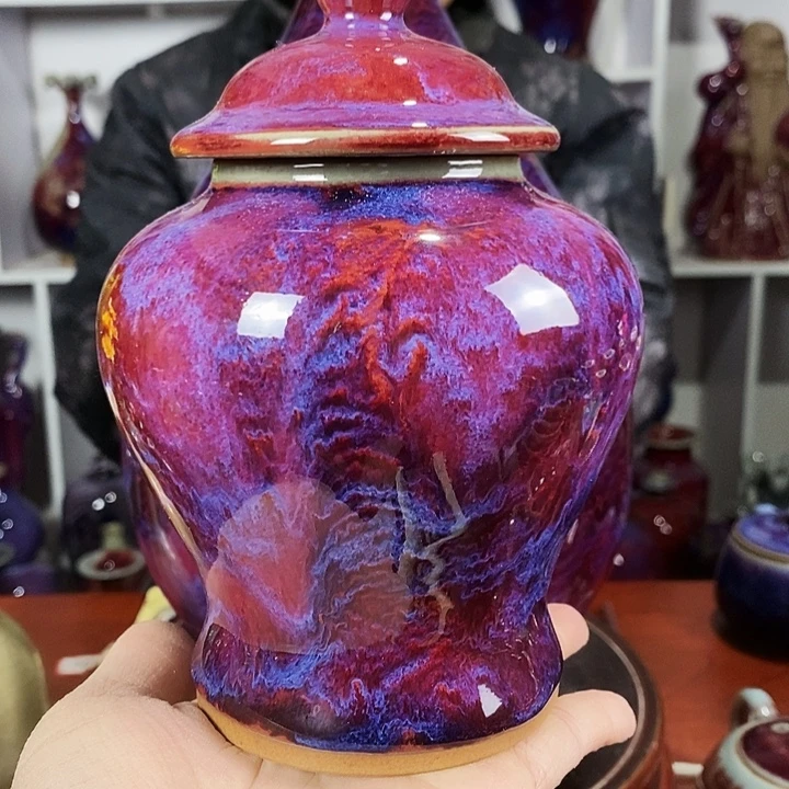 尚峰钧窑作品茶叶罐