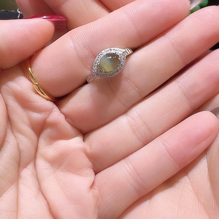 银S925镶嵌戒指和田玉