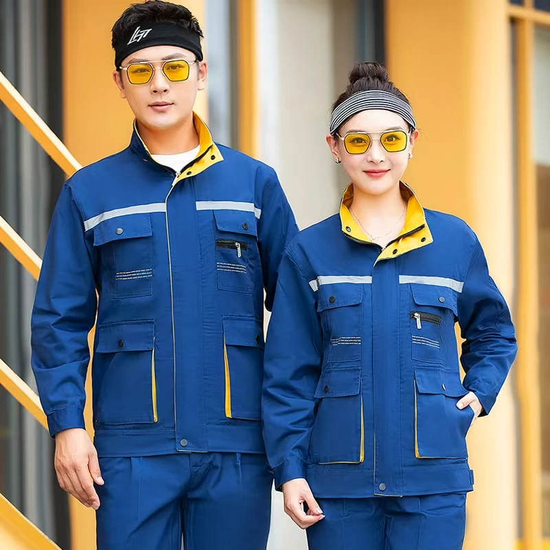 工作服男装立体大兜加厚耐穿劳保服套装工厂车间工装劳保长袖上衣