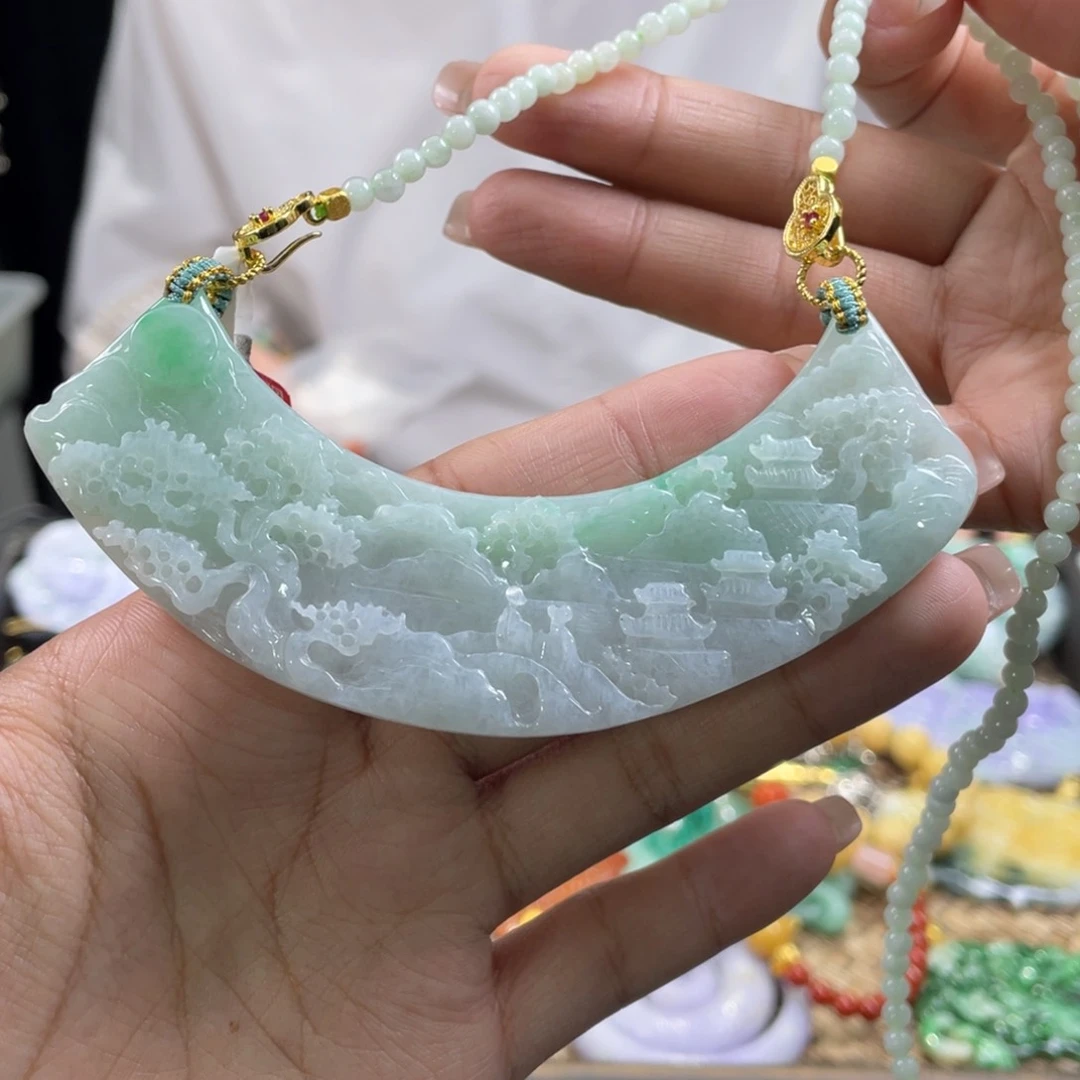 翡翠颈饰未镶嵌代编织