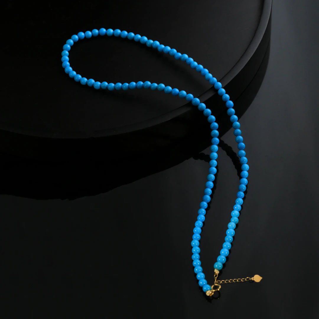 【闫闫专属】安曼博 18K金 绿松石睡美人圆珠项链 约4mm XZ0211BZ