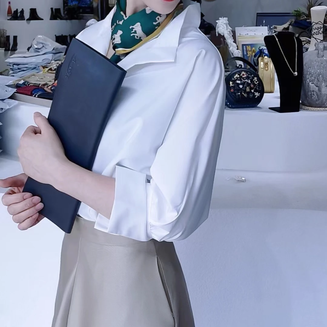 柏澜【宽松版衬衣】新款夏季休闲时尚中长款立领纯色衬衫显瘦BL036