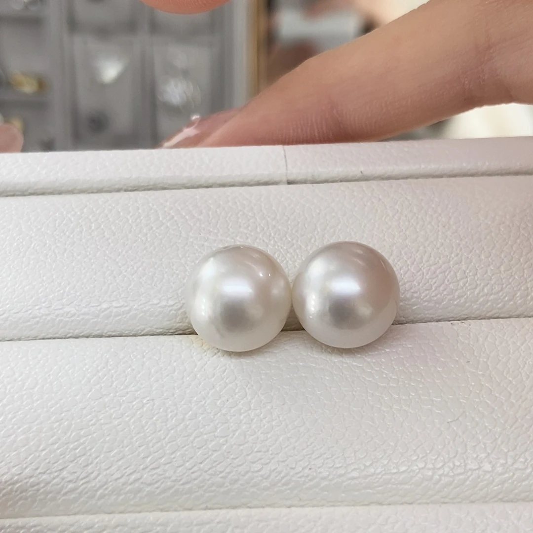 海水珍珠耳饰18K金镶嵌澳白12mm