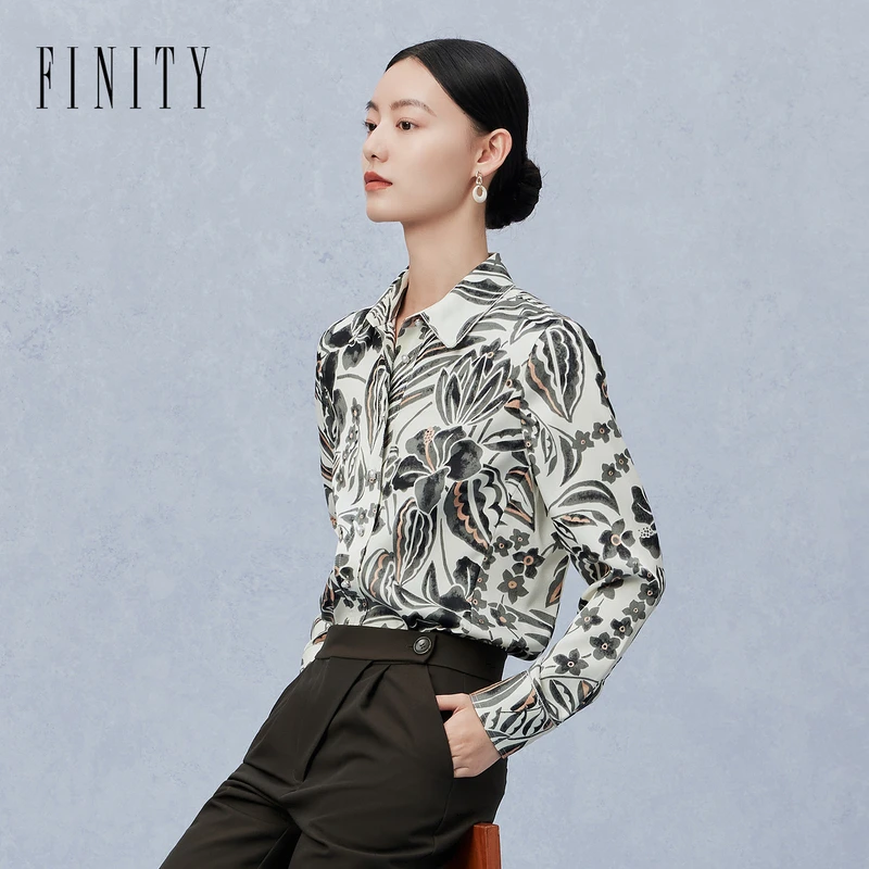 【粉丝专享】FINITY 气质时尚装新款简约蕾丝雪纺衫 F21XCD11C5