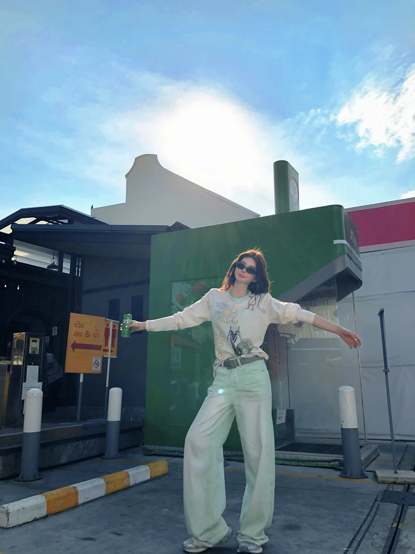 【婉君】春款复古气质时尚阔腿百搭牛仔裤