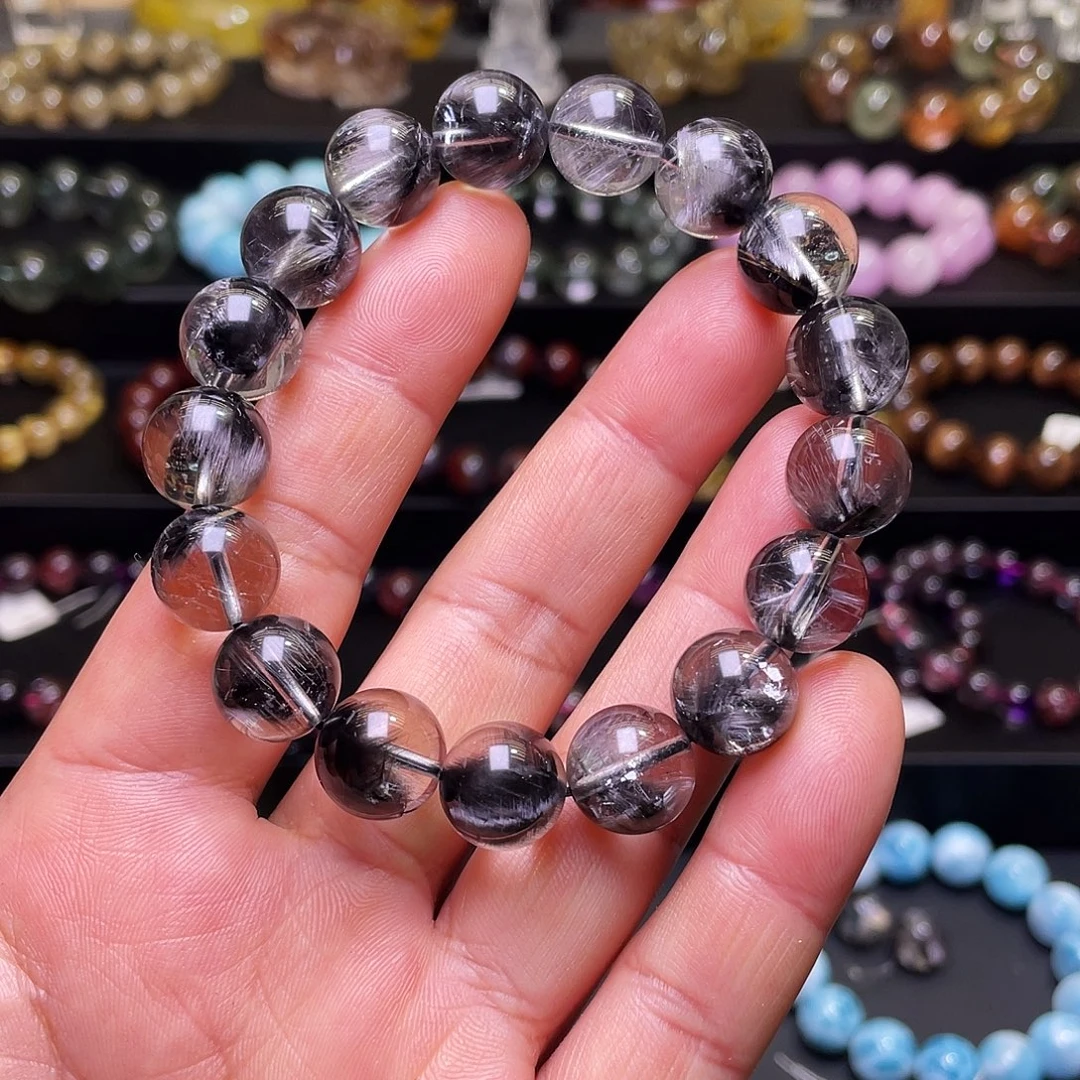 水晶手链未镶嵌黑银钛手链