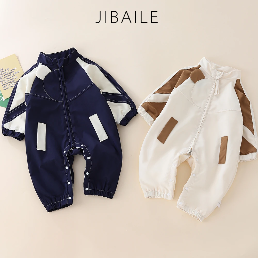 婴幼儿春秋新款高立领插肩绒里外出洋气宝宝哈衣