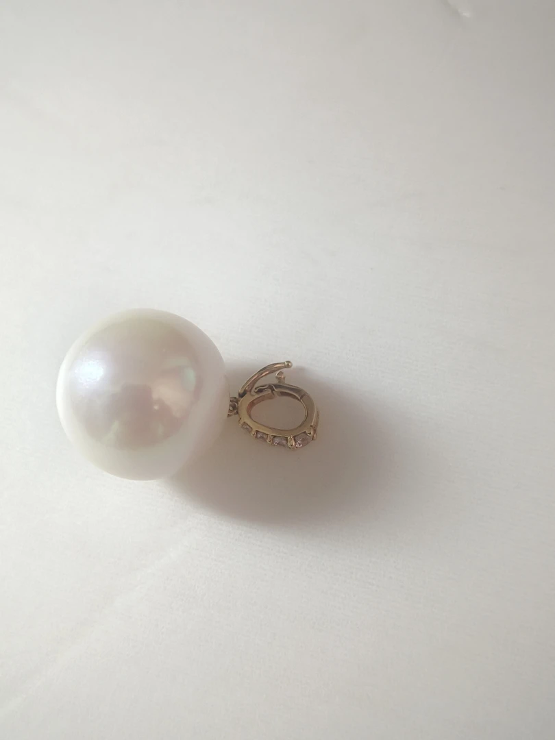 淡水珍珠18k万能扣珍珠吊坠14-15mm