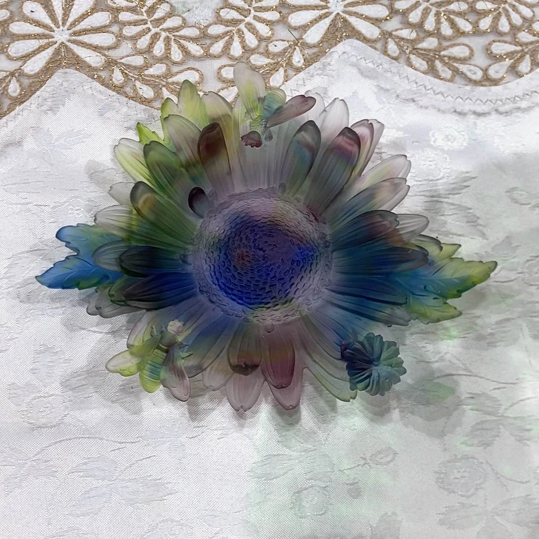 摆件脱蜡水晶小雏菊盘子