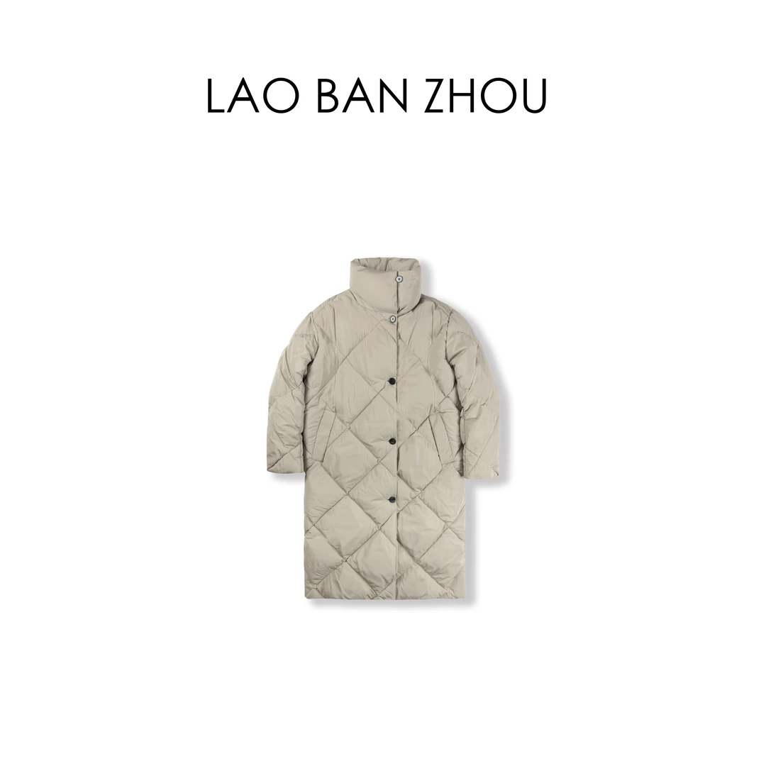 【老板周】抗寒保暖 简约菱格立领外套C