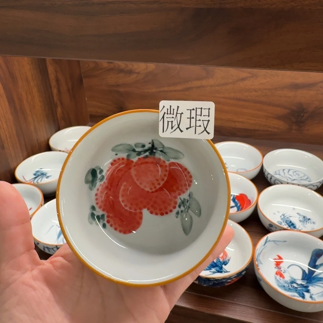 釉下手绘茶具微瑕