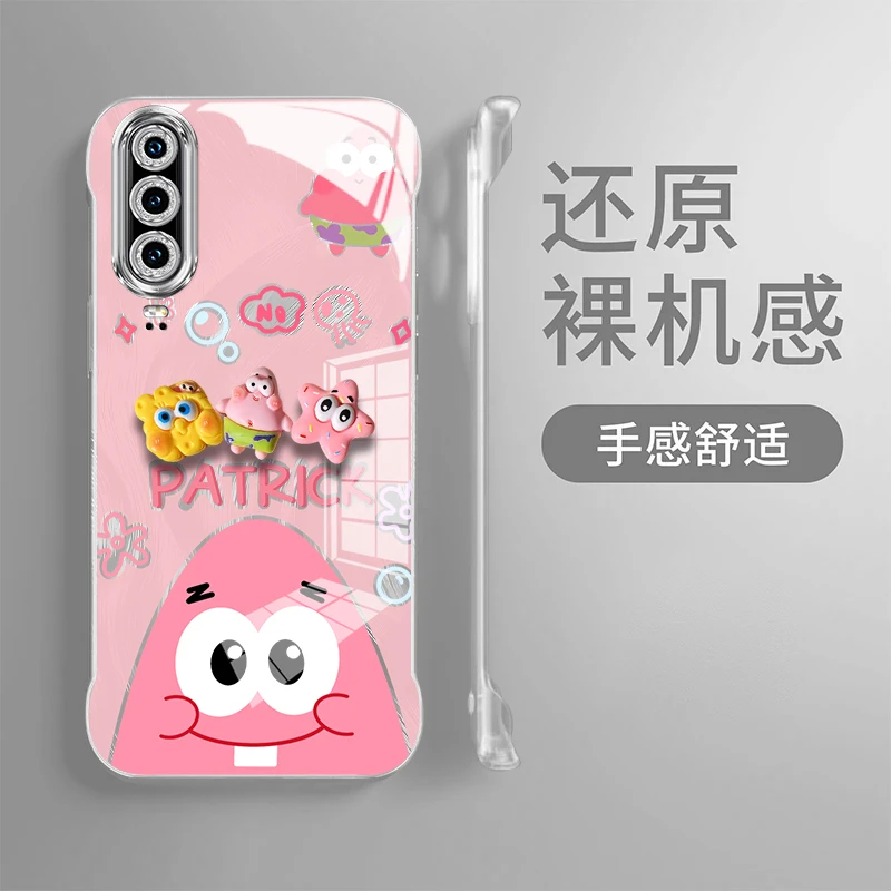 适用【华为p30】可爱粉海星立体公仔精孔羽纱无边框防摔手机壳