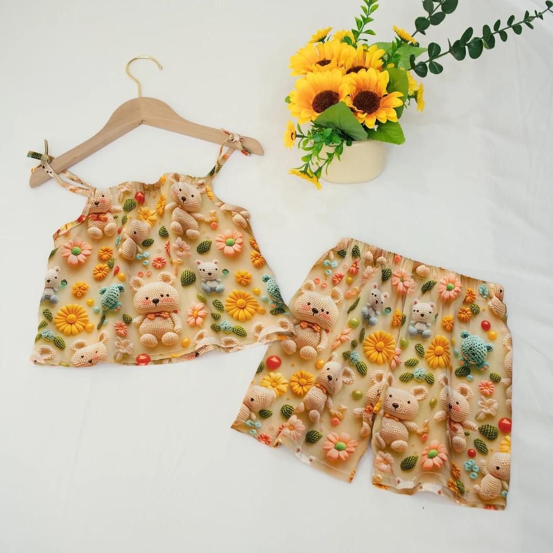 棉绸睡衣婴儿夏季薄款女宝宝绵绸套装卡通男儿童家居服空调房衣服