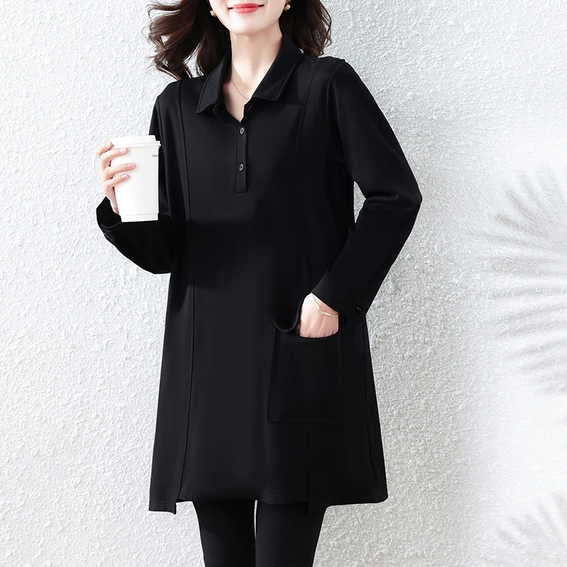 2025春季新款时尚大码女装衬衫遮肉宽松显瘦长袖中长款衬衣上衣