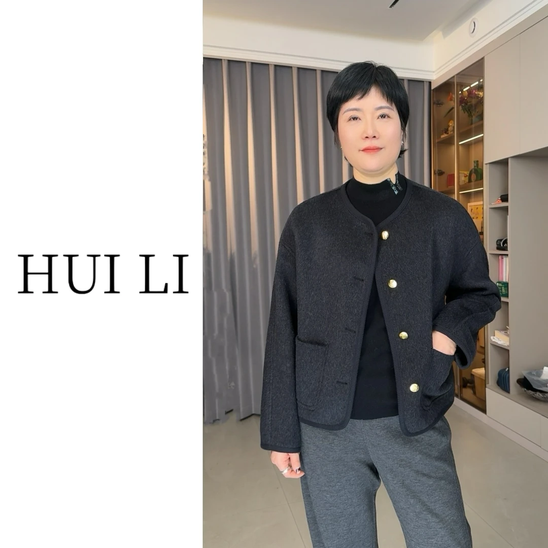 【慧丽专属】2024新款时尚设计感气质小香风绵羊毛大衣1599