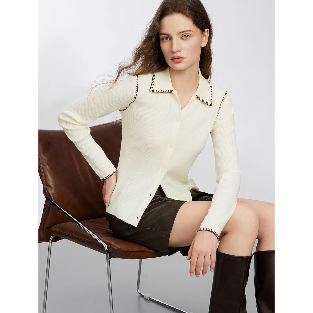 ELLE简约高级感针织衫女内搭可外穿2025春季新款百搭上衣EZ50380