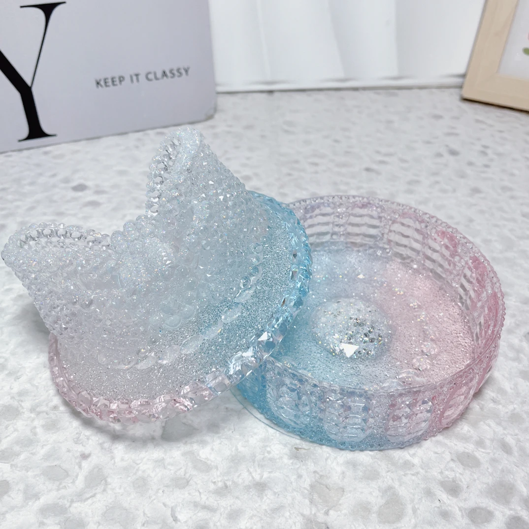 不午休的猫DIY手作滴胶成品钻石款圆形收纳盒12*5
