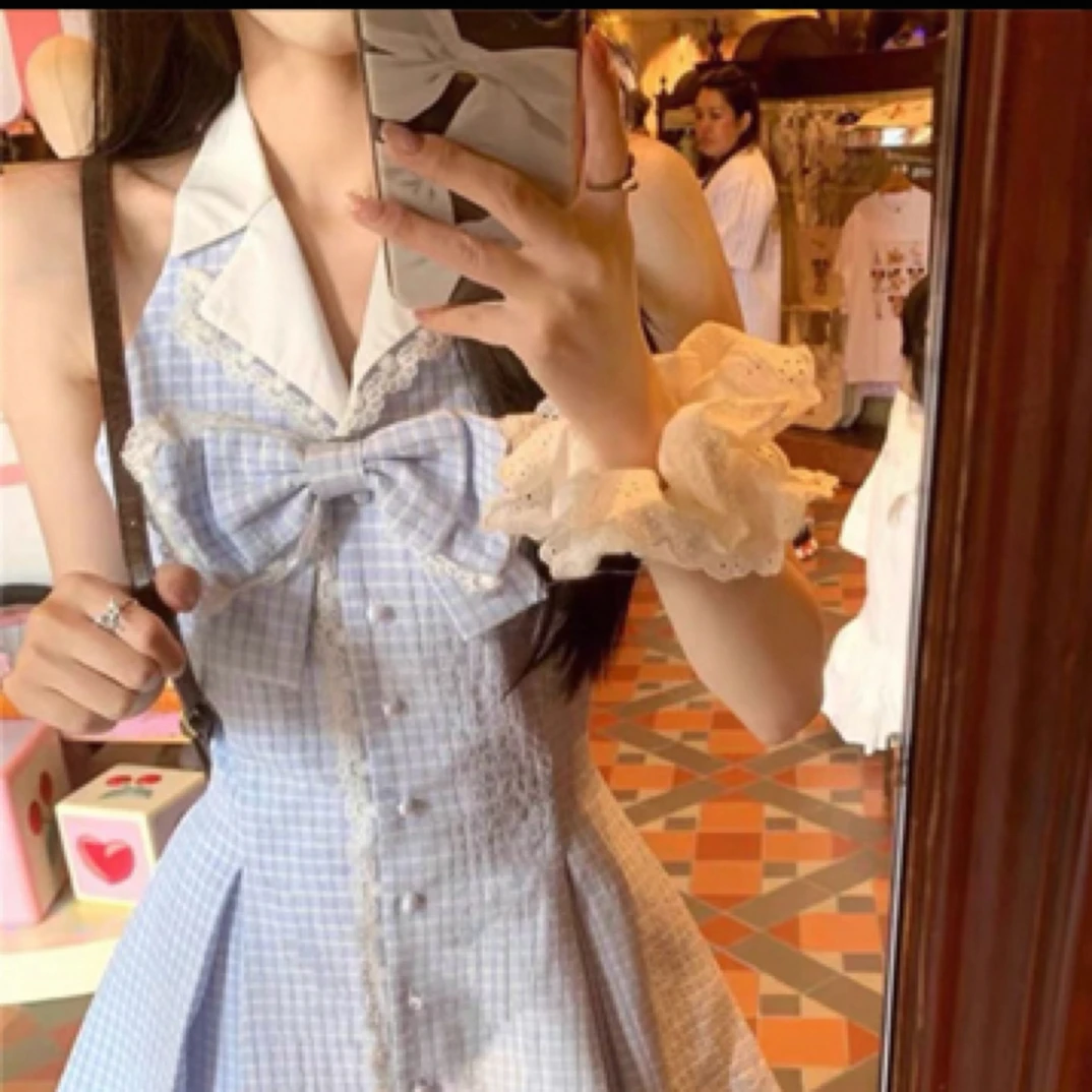 美少女小香风无袖衬衫连衣裙显瘦收腰气质长款裙子