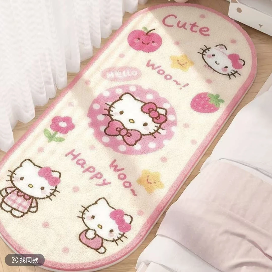 卡通仿羊绒加厚床边地毯卧室女孩房防滑地垫