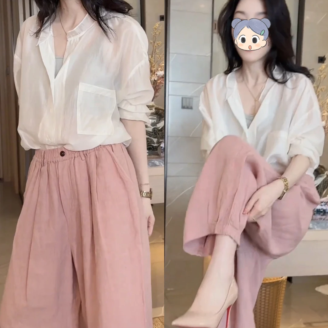 2025春夏新款时尚显瘦气质女士网红洋气两件套百搭款D5126