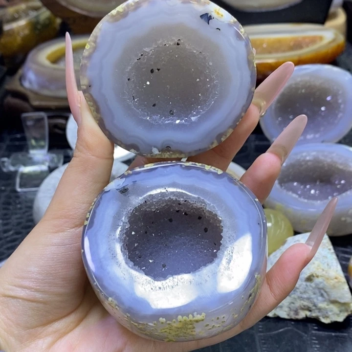 未镶嵌珠宝半成品水晶蓝紫盆