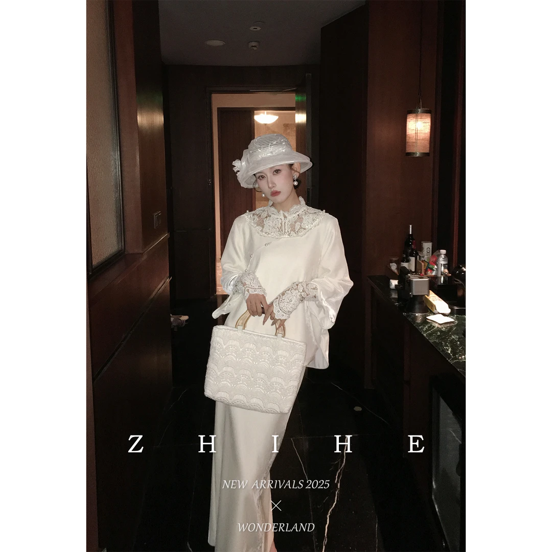 无艳一禾【玉花柔】法式千金蕾丝丝绒宽松上衣+丝绒半裙