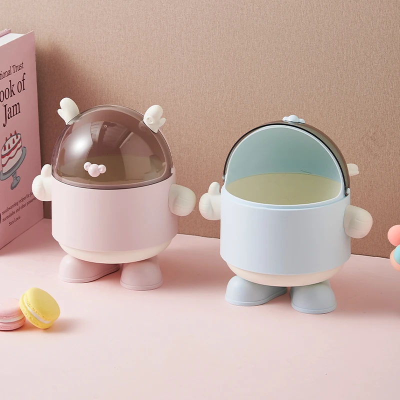 哆哆龙桌面收纳桶防尘玄关摆件钥匙收纳托盘杂物玩具储物盒垃圾桶