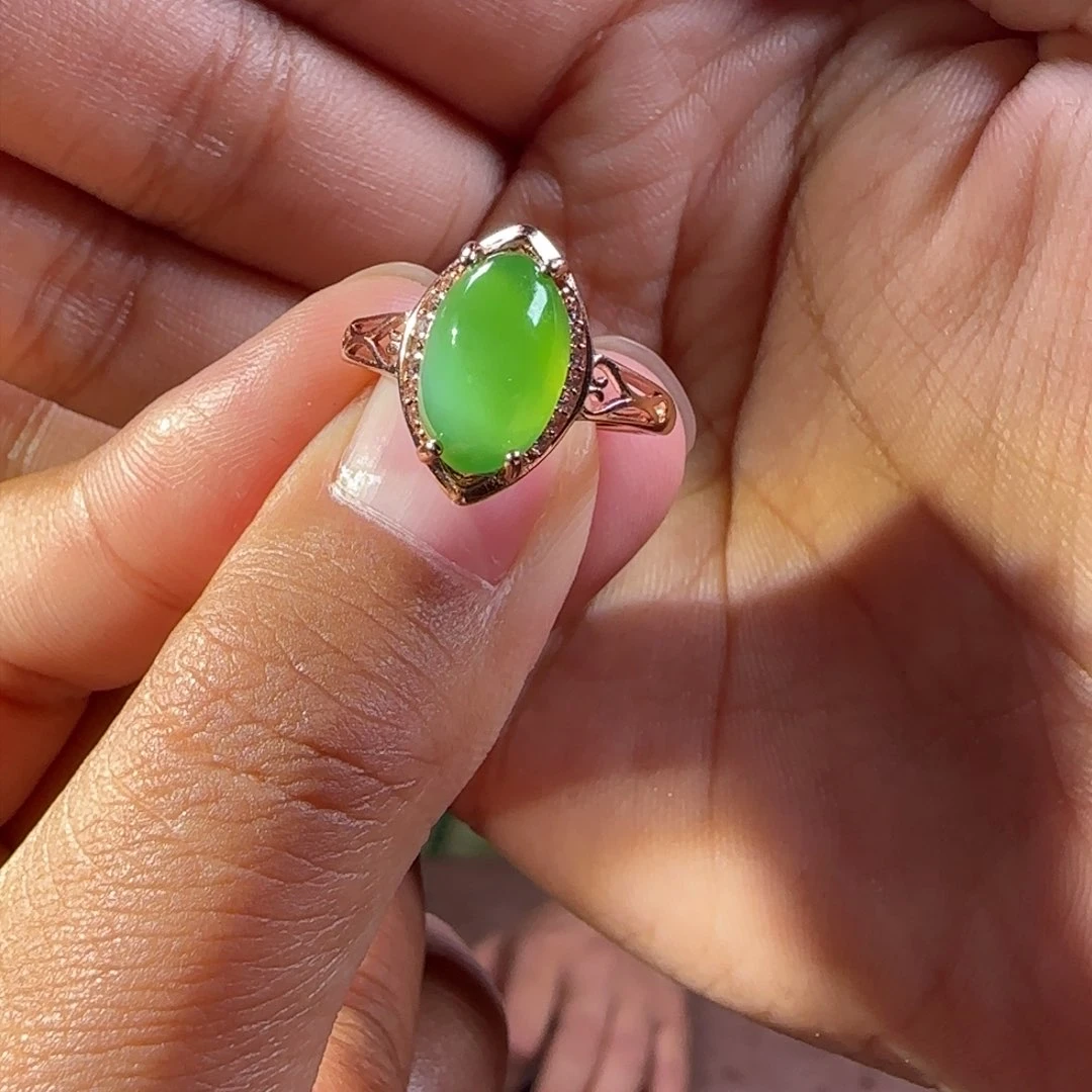 和田玉戒指银S925镶嵌