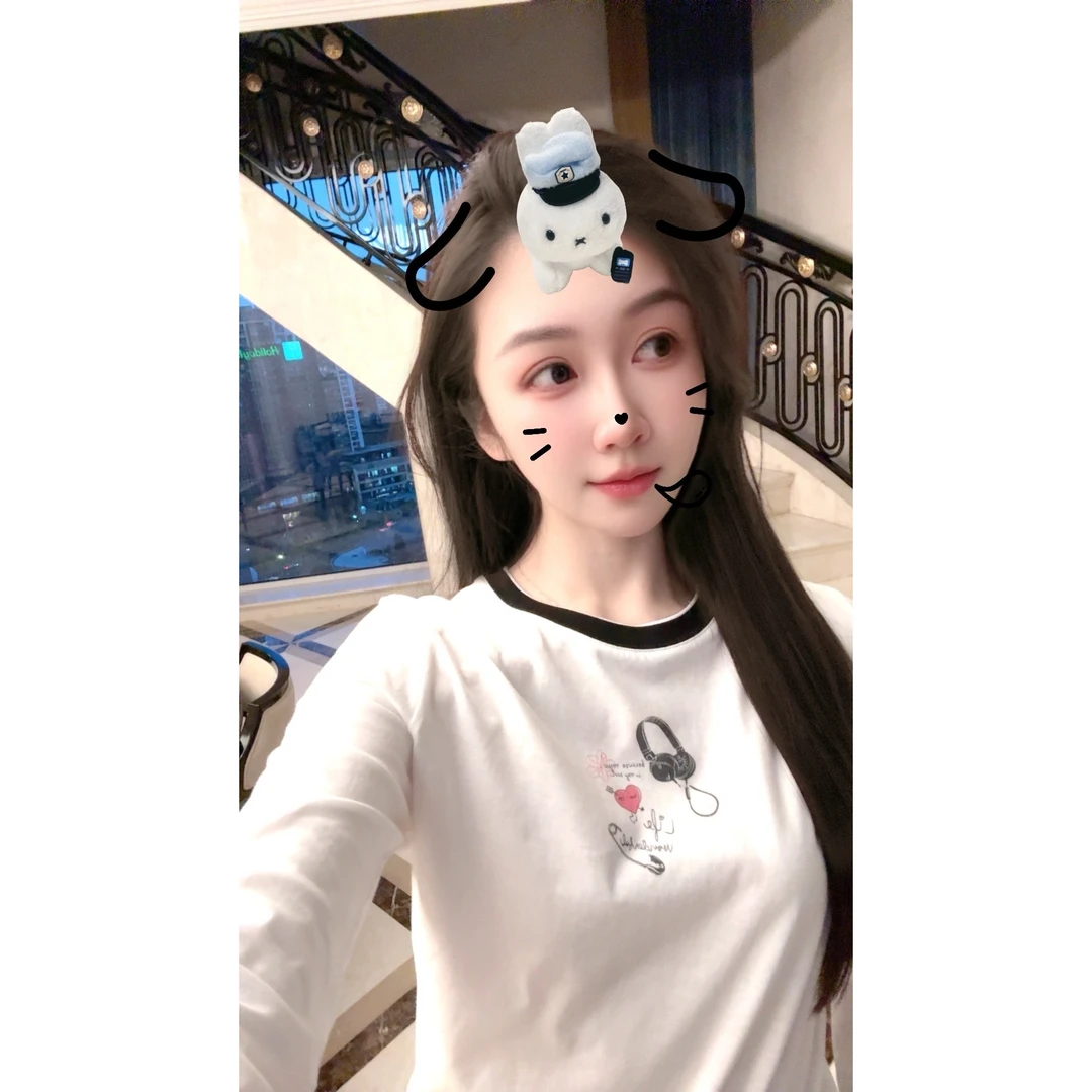 云木 美式复古印花拼接圆领T恤
