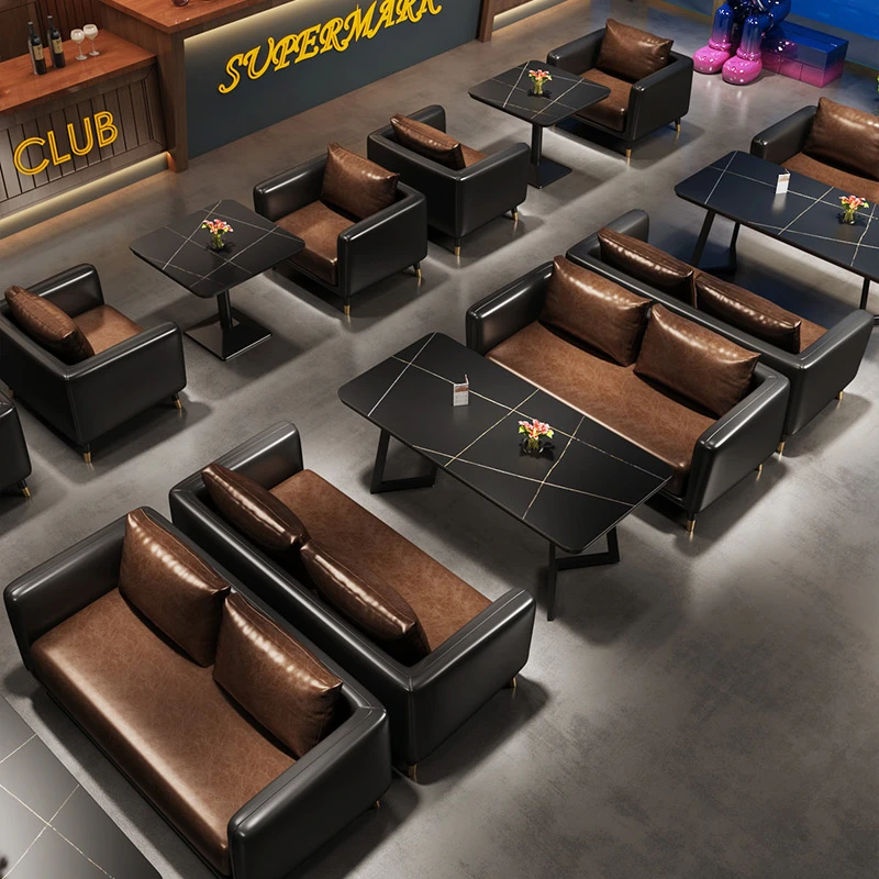 复古风酒吧沙发清吧咖啡厅复古工业风烧烤店餐厅卡座沙发酒馆桌椅