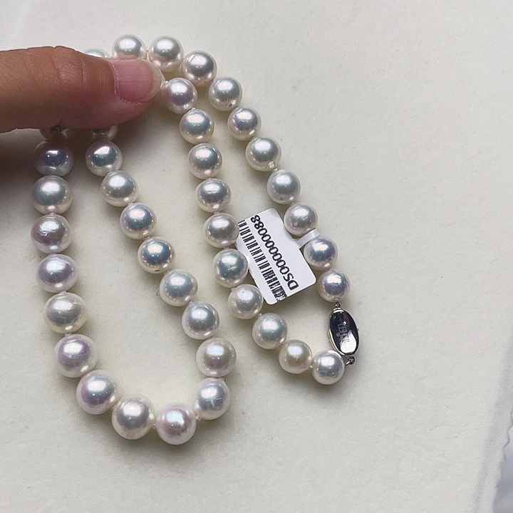 淡水珍珠银S925镶嵌颈饰卡10➕高品极光白炫七彩光