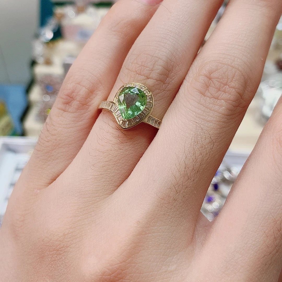 银S925镶嵌戒指戒指碧玺